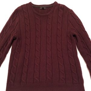 Burgundy Cable Knit Banana Republic Wool Sweater
